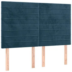 Vidaxl Vzglavje postelje temno modro 144x5x118/128 cm žametno