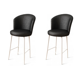 Hanah Home Set barskih stolica Uras, 2 komada, Crno-beli