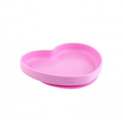 Chicco silikonski tanjir, srce, 9m+, roze ( A049968 )