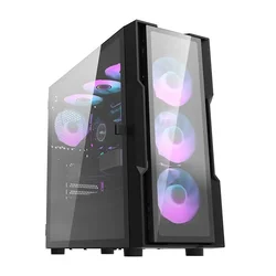 darkFlash Računalniško ohišje DARKFLASH DK431 Glass + 4 RGB ventilatorji (črno)