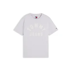 Tommy Jeans Majica pegasto siva/bela