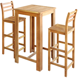 VIDAXL barska miza in stoli iz trdnega akacijevega lesa, 3 kosi