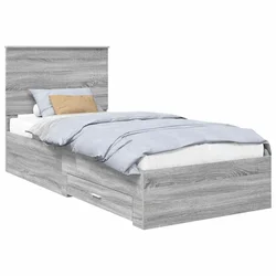 Vidaxl Konstrukcija postelje Siva Sonoma 90 x 200 cm Konstruiran les