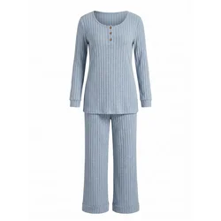 Cupshe Pižama Long Sleeve modra