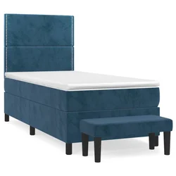 Vidaxl Box spring postelja z vzmetnico temno modra 100x200 cm žamet