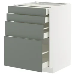METOD / MAXIMERA Podni element 4 fronta/4 fioke, bela/Nickebo mat sivozelena, 60x60 cm