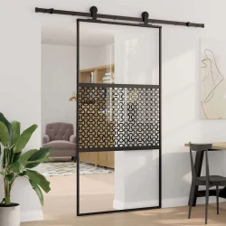 Staklena vrata Rezbarija Crna 102,5 x 2 x 205 cm Aluminij