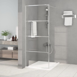 Pregrada za tuš srebrna 80 x 195 cm s prozirnim staklom ESG