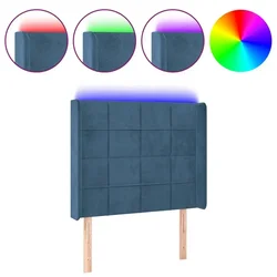 Vidaxl LED posteljno vzglavje temno modro 103x16x118/128 cm žamet