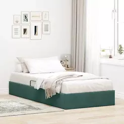 Otomanski krevet s pohranom Tamnozelena 90 x 200 cm Baršun