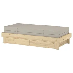 GLAMBERGET Produživi krevet s odlag/2 dušeka, borovina/Vannareid vrlo tvrdo, 80x200 cm