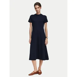 TOMMY HILFIGER Obleka Interlock Midi Fit And Flare  modra