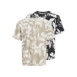 JACK & JONES Majica Jeff AOP, bež, črna