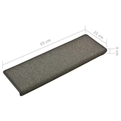 Prostirke za stepenice 15 kom 65x21x4 cm tamno sive pravokutne rubove