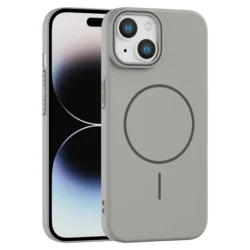 Rigid Silicone MagSafe maska za iPhone 14 – siva