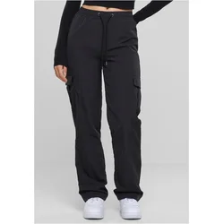 Womens nylon cargo pants black