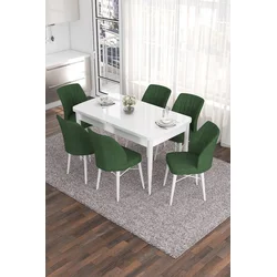 Hanah Home Set Trpezarijski sto i 6 stolica Eva, Zeleno-beli
