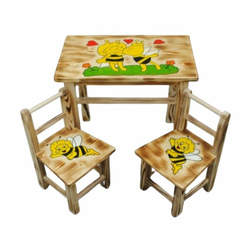 Otroška lesena miza Včielka Maja + 2 stola