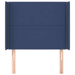 Vidaxl Vzglavje z ušesi moder 103x16x118/128 cm blago