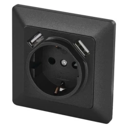 Vtičnica z USB 2,1A max., schuko, antracit