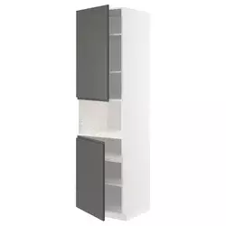METOD Vis.orm.mikrotal2vrat/policama, bela/Voxtorp tamnosiva, 60x60x220 cm