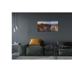 tulup.si Steklena slika Mountain sunset 125x50 cm 4 obešalnika