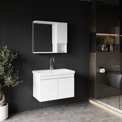 Skye Decor Set kupatilskog ormarića sa umivaonikom i ogledalom, 2 dela, Beli