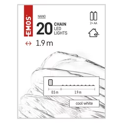 LED  lanac 20xLED/2xAA 2,4m hladna bela