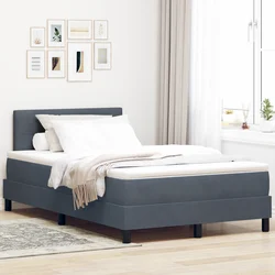 vidaXL Box Spring Postelja z Maderico Temno Siva Mala Dvojna Žamet