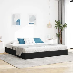 Otomanski krevet s pohranom Crna 200 x 200 cm Baršun