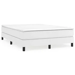 Vidaxl Box spring postelja z vzmetnico bel 140x190 cm umetno usnje