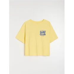Sinsay - Pamučna majica sa natpisom Surf Club - yellow jeans