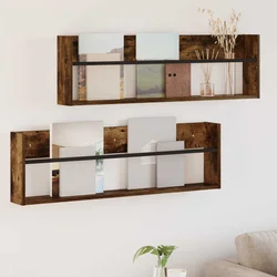 Polica za časopise Zidne 2 pcs Dimljeni hrast 100 x 12 x 30 cm