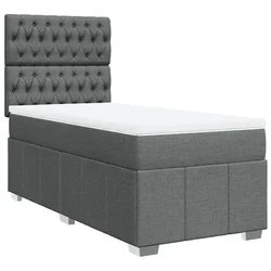 Vidaxl Box spring postelja z vzmetnico temno siva 90x190 cm blago