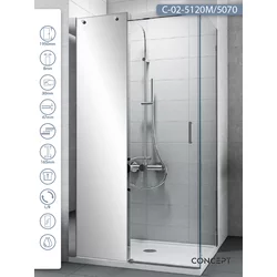 CONCEPT Tuš kabina Titan, Providno staklo 8mm, Srebrni ram, 120x70x195cm