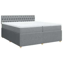 Vidaxl Box spring postelja z vzmetnico svetlo siva 200x200 cm blago
