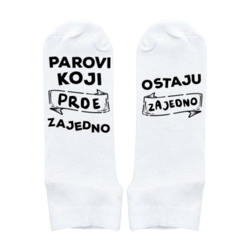 Muške čarape Parovi koji prde zajedno, ostaju zajedno cs3505, Bele