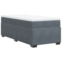 Vidaxl Box spring postelja z vzmetnico temno siva 90x200 cm žamet