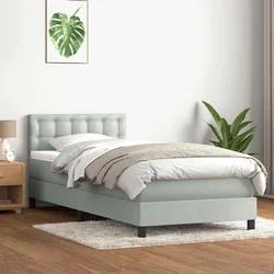 Box Spring krevet s madracem svijetlo sivi 80x220 cm samt