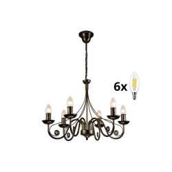 Brilagi - LED luster na lancu STEFANO 6xE14/40W/230V crna patina