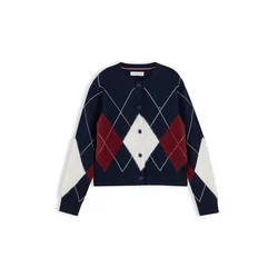 TOMMY HILFIGER Pletena jopa ecru/marine/rubin rdeča