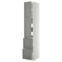 METOD / MAXIMERA Vis.el. s polic/4fiok/vrat/2front, bela/Bodbyn siva, 40x60x220 cm