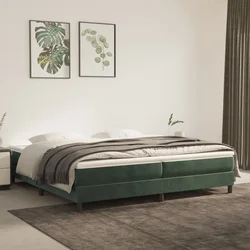 Okvir za krevet s oprugom tamnozeleni 200x200 cm baršunasti