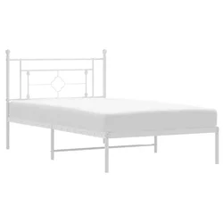 Vidaxl Kovinski posteljni okvir z vzglavjem bel 107x203 cm