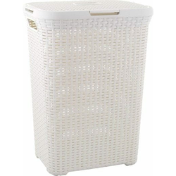 Curver Košara za perilo Curver Style, 60 L, kvadratna, bela, z pokrovom in dvema ročajema