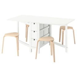 NORDEN / KYRRE Sto i 4 stoličice, bela/breza, 26/89/152 cm