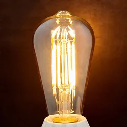 Lindby LED žarnica, Rustika, E27, 6W, jantar, 1.800 K - Steklo