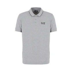 EA7 za moške. 8NPF16_PJVUZ Siva super tanka polo majica (4XL), Priložnostno, Bombaž, Kratek rokav