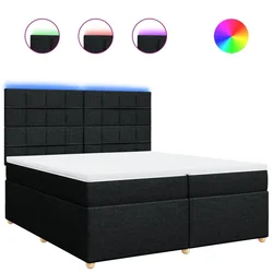 Vidaxl Box spring postelja z vzmetnico črn 200x200 cm blago