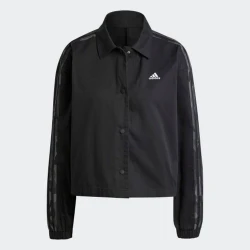 Adidas Ženska jakna ess camo printed 3s twill coach jacket, Crna